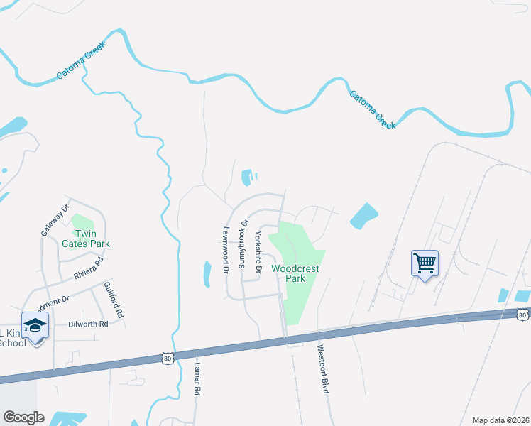 map of restaurants, bars, coffee shops, grocery stores, and more near 4304 Yorkshire Drive in Montgomery
