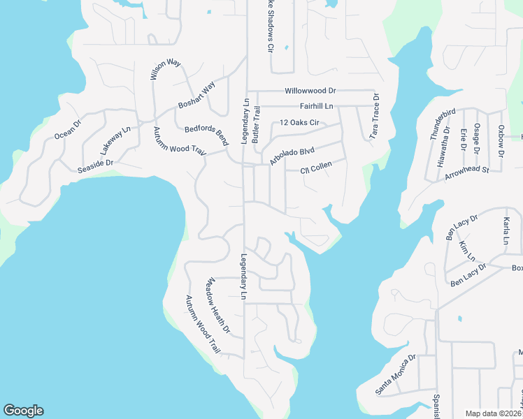 map of restaurants, bars, coffee shops, grocery stores, and more near 151 Rueda Encina Street in Gun Barrel City