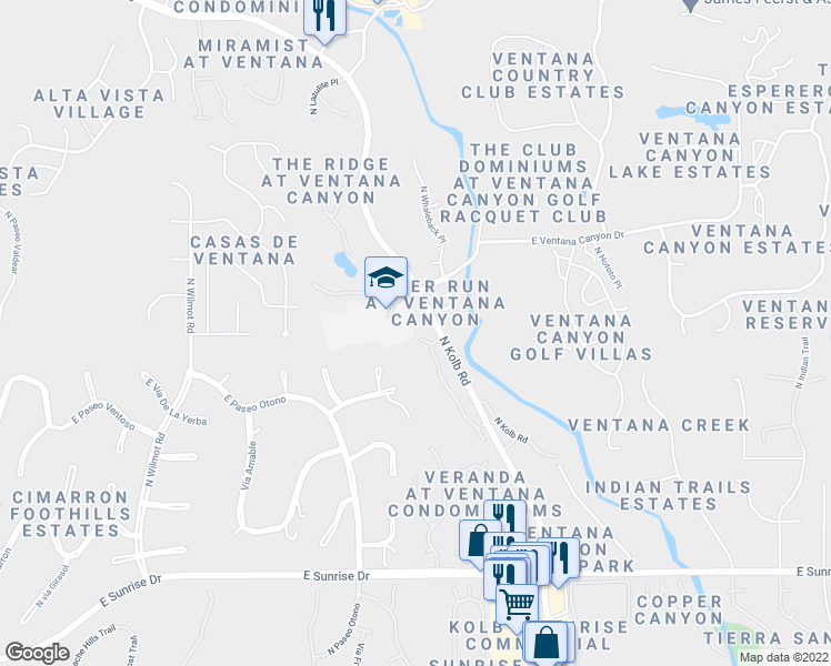 map of restaurants, bars, coffee shops, grocery stores, and more near 6655 East Placita Alhaja in Tucson