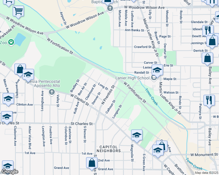 map of restaurants, bars, coffee shops, grocery stores, and more near 337 North Prentiss Street in Jackson