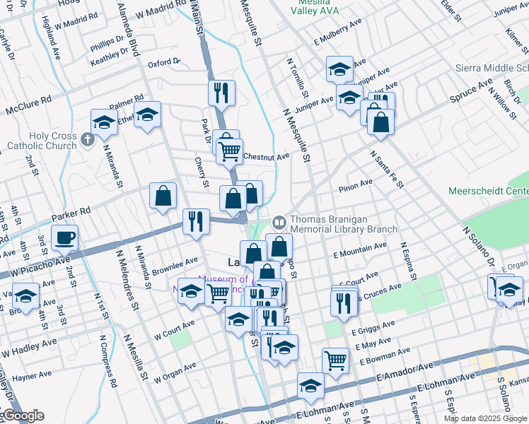 map of restaurants, bars, coffee shops, grocery stores, and more near 201 East Picacho Avenue in Las Cruces
