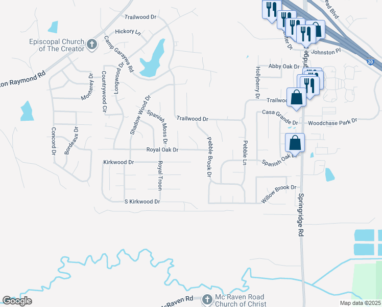map of restaurants, bars, coffee shops, grocery stores, and more near 210 Royal Oak Drive in Clinton