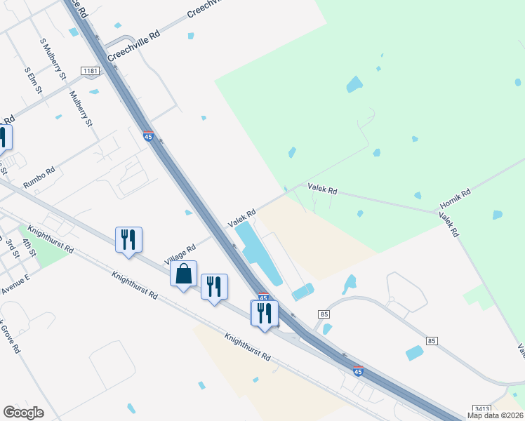 map of restaurants, bars, coffee shops, grocery stores, and more near Valek Road in Ennis