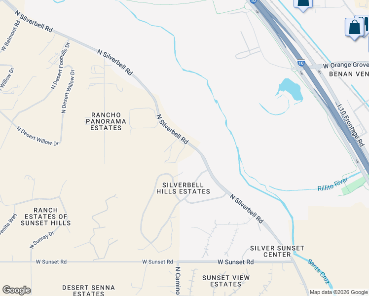 map of restaurants, bars, coffee shops, grocery stores, and more near 6075 North Shaded Moon Court in Tucson