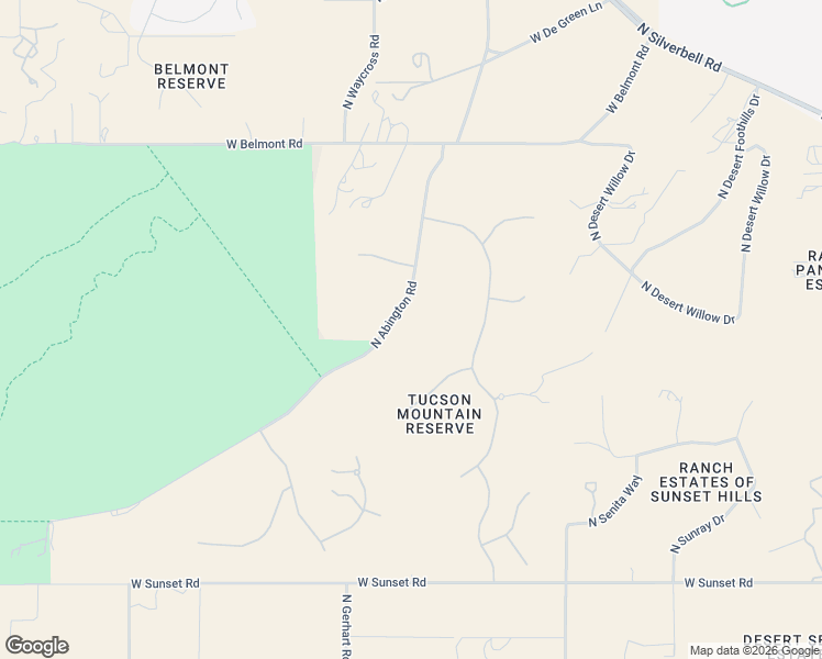 map of restaurants, bars, coffee shops, grocery stores, and more near 6100 North Abington Road in Tucson