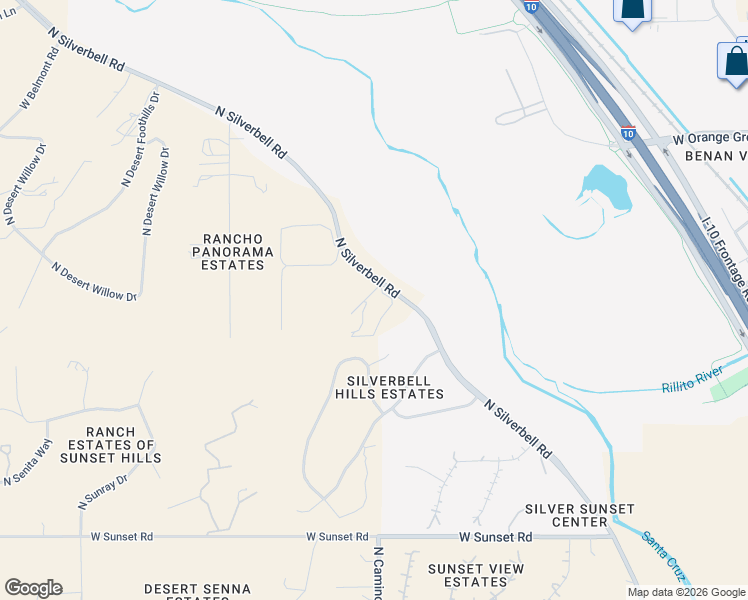 map of restaurants, bars, coffee shops, grocery stores, and more near 6075 North Shaded Moon Court in Tucson