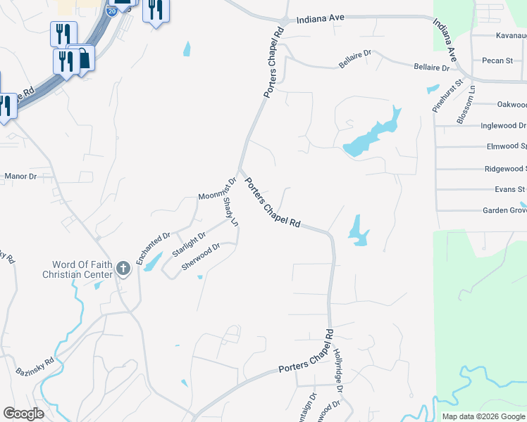 map of restaurants, bars, coffee shops, grocery stores, and more near 2225 Porters Chapel Road in Vicksburg