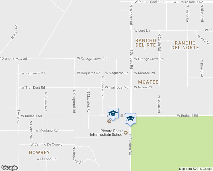 map of restaurants, bars, coffee shops, grocery stores, and more near 6210 North Sundown Road in Tucson