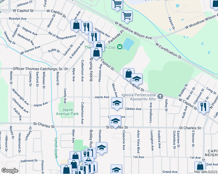 map of restaurants, bars, coffee shops, grocery stores, and more near 238 Holland Ave in Jackson