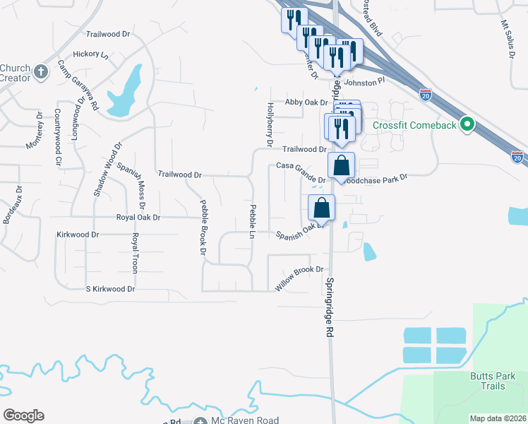 map of restaurants, bars, coffee shops, grocery stores, and more near 234 Casa Grande Dr in Clinton