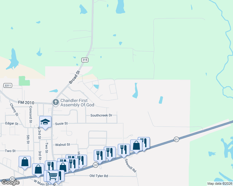 map of restaurants, bars, coffee shops, grocery stores, and more near in Chandler