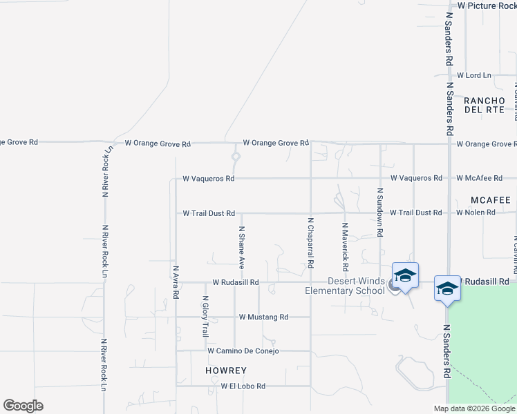 map of restaurants, bars, coffee shops, grocery stores, and more near 13170 West Trail Dust Road in Tucson
