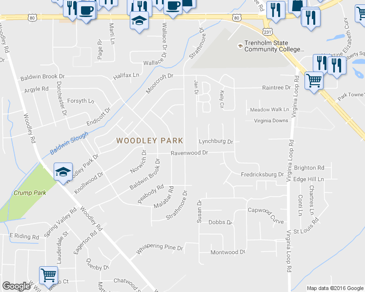 map of restaurants, bars, coffee shops, grocery stores, and more near 4007 Strathmore Drive in Montgomery