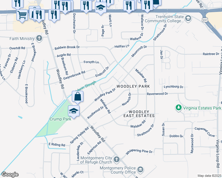 map of restaurants, bars, coffee shops, grocery stores, and more near 2742 Garden Brook Court in Montgomery