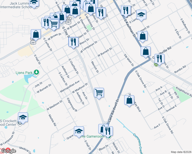map of restaurants, bars, coffee shops, grocery stores, and more near 511 West Madison Street in Ennis