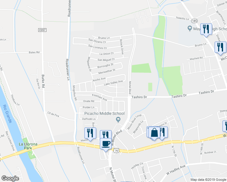 map of restaurants, bars, coffee shops, grocery stores, and more near 2854 Carretas Court in Las Cruces