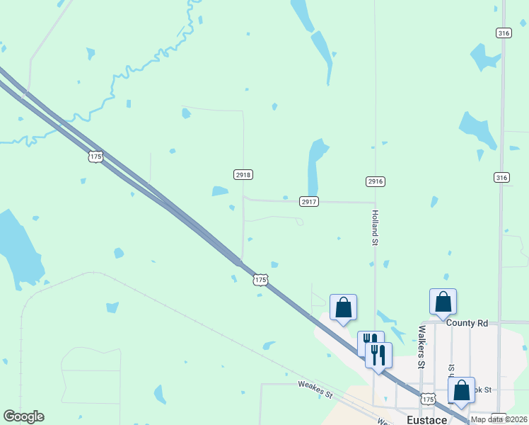 map of restaurants, bars, coffee shops, grocery stores, and more near 106 Cedar Ridge Drive in Eustace