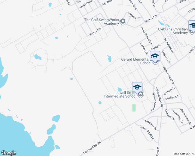 map of restaurants, bars, coffee shops, grocery stores, and more near 1824 Millbrae Road in Cleburne