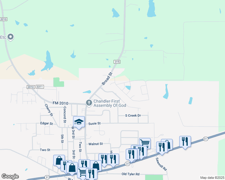 map of restaurants, bars, coffee shops, grocery stores, and more near 205 Northcreek Drive in Chandler