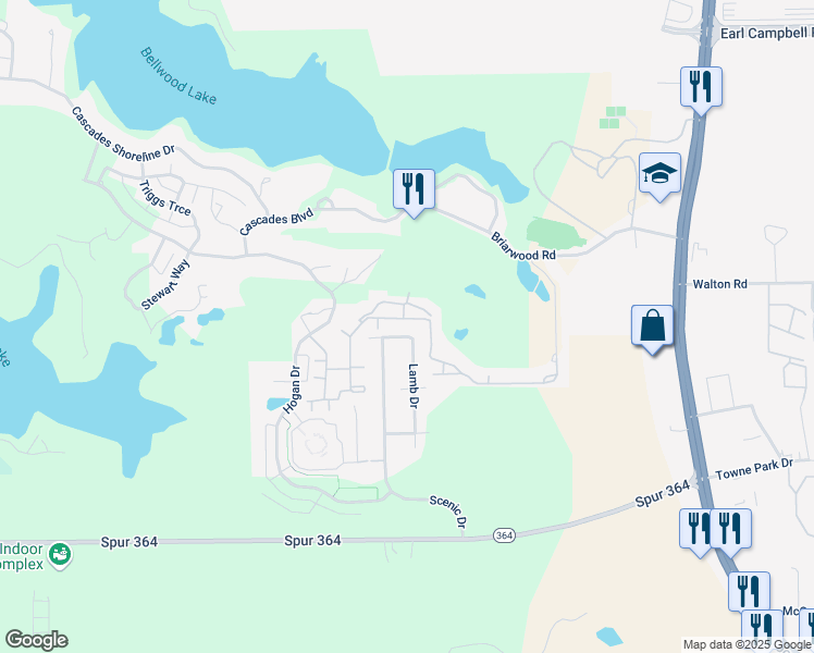 map of restaurants, bars, coffee shops, grocery stores, and more near 3837 Putting Lane in Tyler