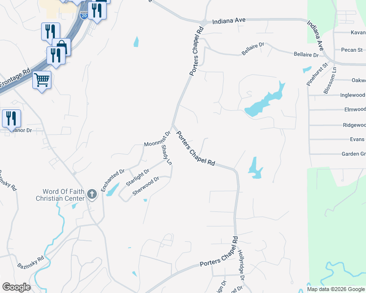 map of restaurants, bars, coffee shops, grocery stores, and more near 2225 Porters Chapel Road in Vicksburg