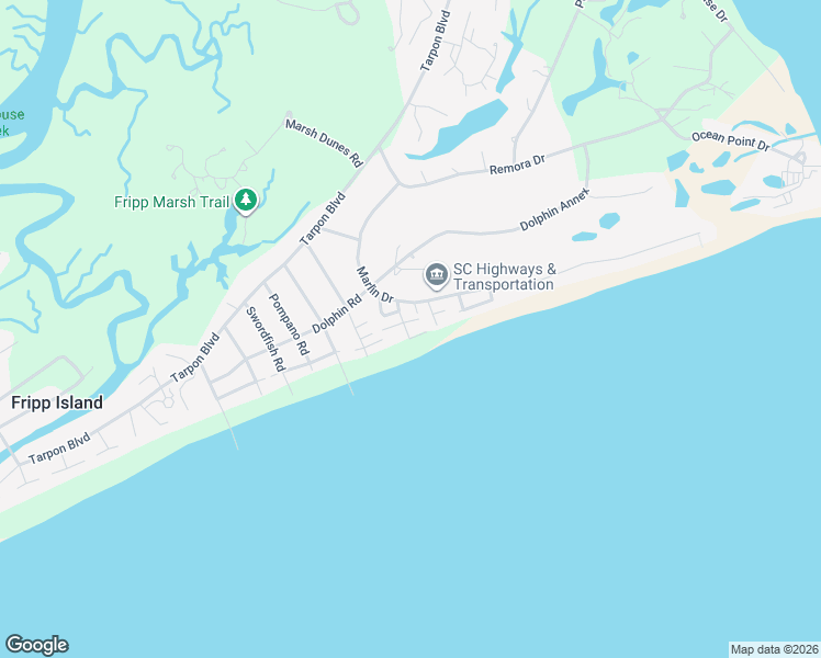 map of restaurants, bars, coffee shops, grocery stores, and more near 733 Marlin Drive in Fripp Island