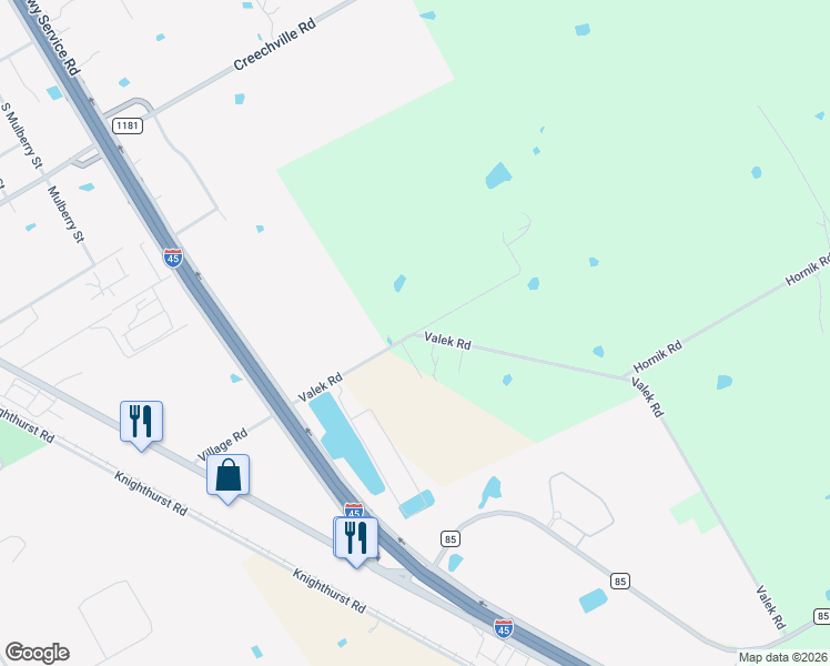 map of restaurants, bars, coffee shops, grocery stores, and more near 239 Valek Road in Ennis
