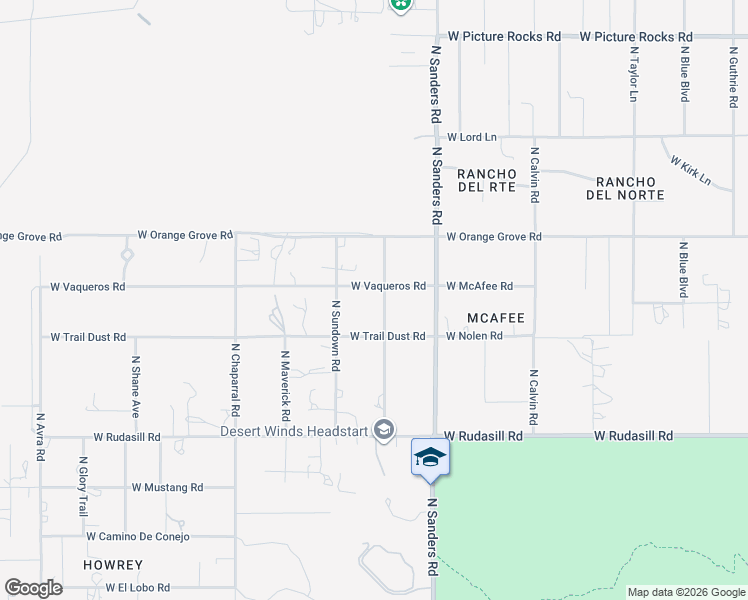 map of restaurants, bars, coffee shops, grocery stores, and more near 12760 West Vaqueros Road in Tucson