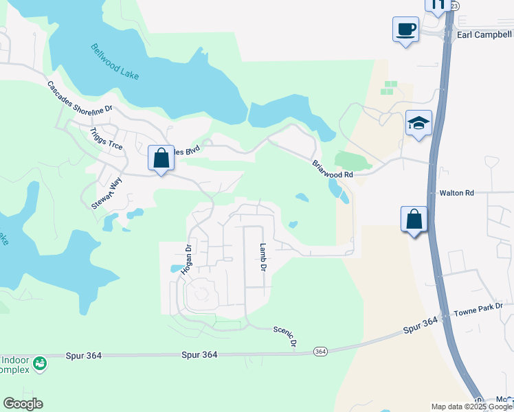 map of restaurants, bars, coffee shops, grocery stores, and more near 3837-3849 Putting Lane in Tyler