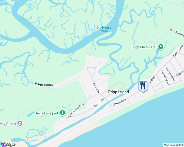 map of restaurants, bars, coffee shops, grocery stores, and more near 833 Bonito Drive in Saint Helena Island