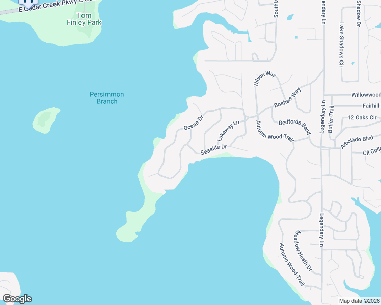 map of restaurants, bars, coffee shops, grocery stores, and more near 157 Seaside Drive in Gun Barrel City