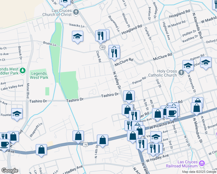 map of restaurants, bars, coffee shops, grocery stores, and more near 1559 Medina Drive in Las Cruces