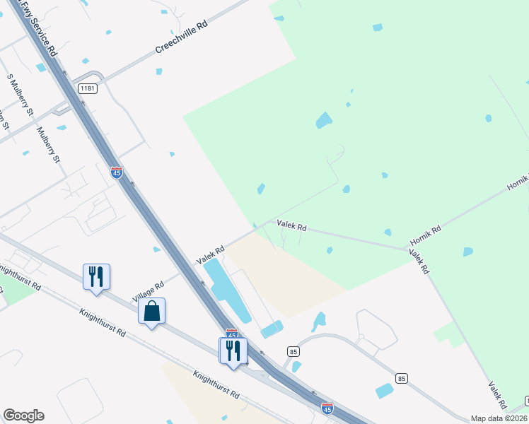 map of restaurants, bars, coffee shops, grocery stores, and more near 239 Valek Road in Ennis
