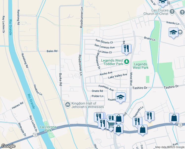 map of restaurants, bars, coffee shops, grocery stores, and more near 2964 Ancho Avenue in Las Cruces