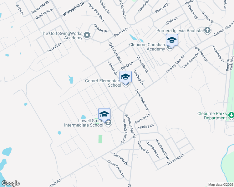map of restaurants, bars, coffee shops, grocery stores, and more near 1009 South Nolan River Road in Cleburne