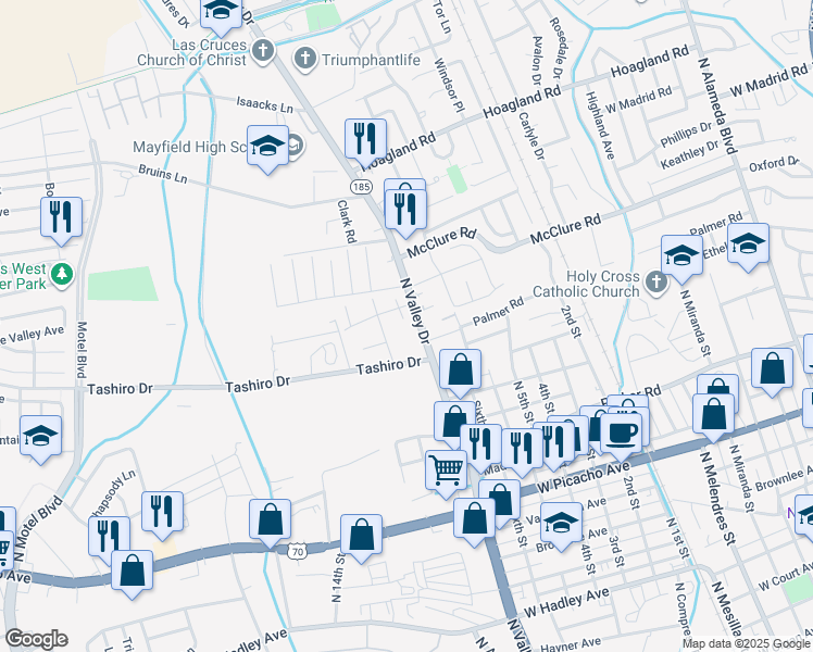 map of restaurants, bars, coffee shops, grocery stores, and more near 1560 Dodgen Court in Las Cruces