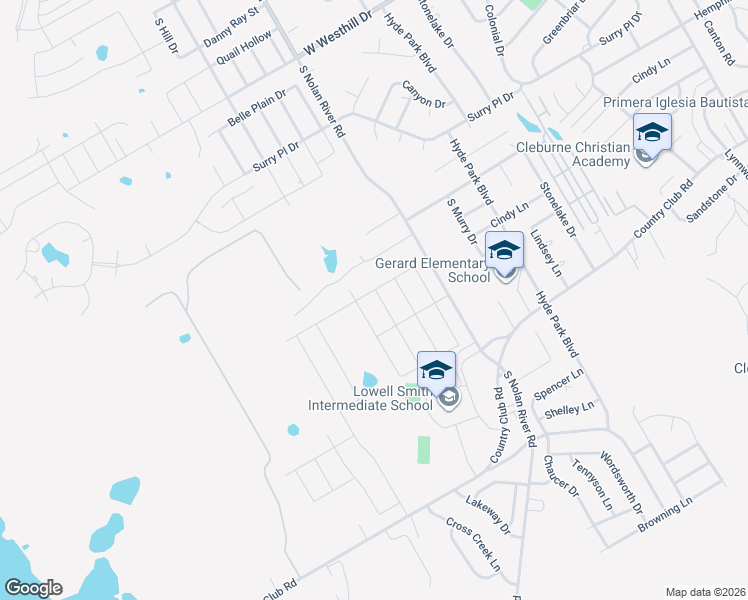 map of restaurants, bars, coffee shops, grocery stores, and more near 1102 Tiburon Trail in Cleburne