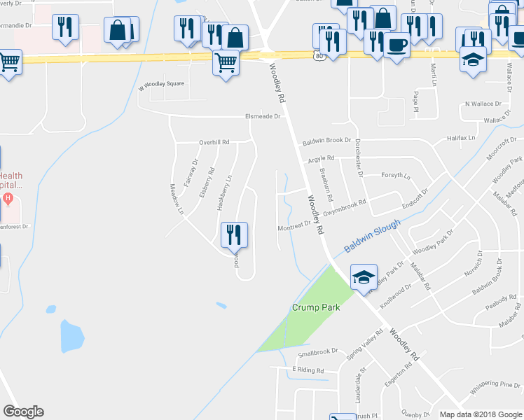 map of restaurants, bars, coffee shops, grocery stores, and more near 3323 Brookwood Drive in Montgomery