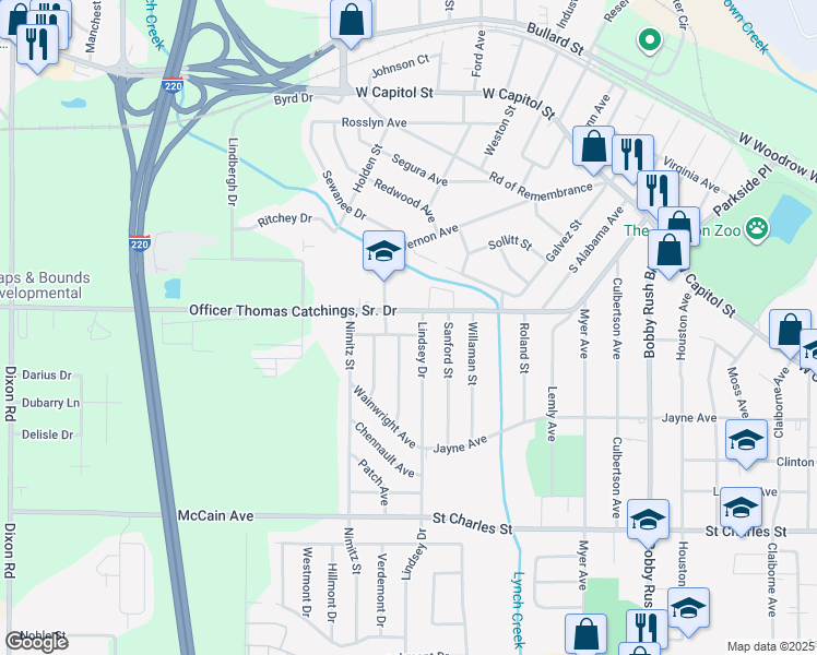 map of restaurants, bars, coffee shops, grocery stores, and more near 4204 Halsey Avenue in Jackson
