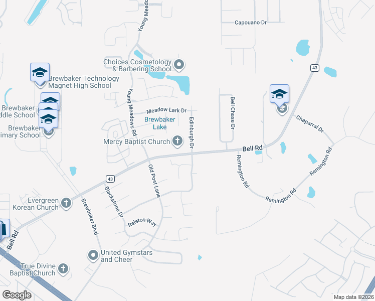 map of restaurants, bars, coffee shops, grocery stores, and more near Bell Rd in Montgomery