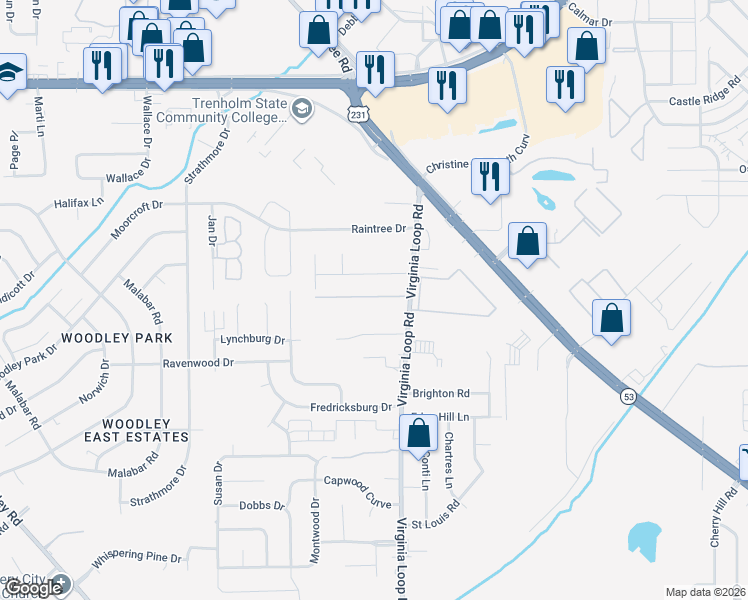map of restaurants, bars, coffee shops, grocery stores, and more near 3301 Lynchburg Drive in Montgomery