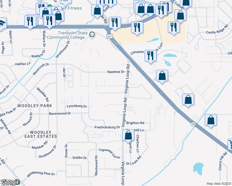 map of restaurants, bars, coffee shops, grocery stores, and more near 4440 Virginia Loop Road in Montgomery