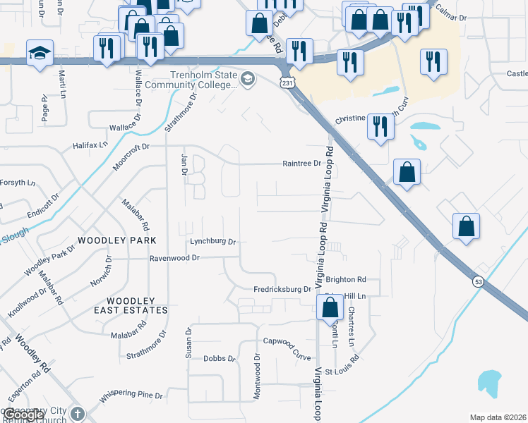 map of restaurants, bars, coffee shops, grocery stores, and more near 3171 Virginia Downs in Montgomery