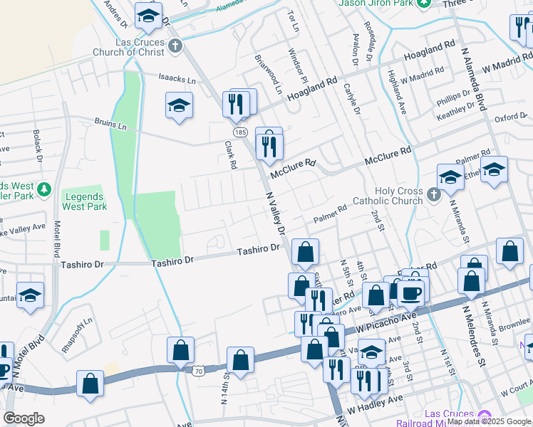 map of restaurants, bars, coffee shops, grocery stores, and more near 1570 Dodgen Court in Las Cruces