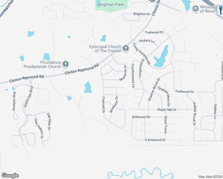 map of restaurants, bars, coffee shops, grocery stores, and more near 107 Bordeaux Drive in Clinton