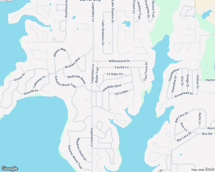 map of restaurants, bars, coffee shops, grocery stores, and more near 121 Brett Drive in Gun Barrel City