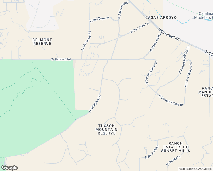 map of restaurants, bars, coffee shops, grocery stores, and more near 6200 North Abington Road in Tucson