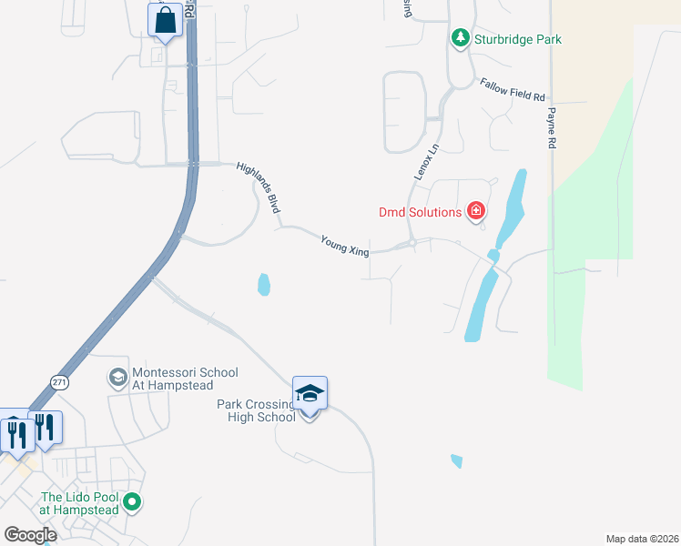 map of restaurants, bars, coffee shops, grocery stores, and more near Lenox Lane in Montgomery