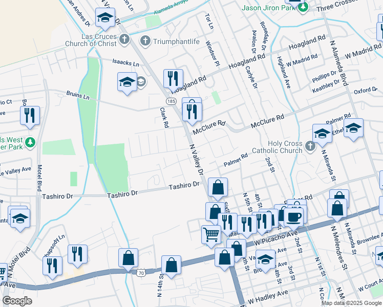 map of restaurants, bars, coffee shops, grocery stores, and more near 1610 Dodgen Court in Las Cruces
