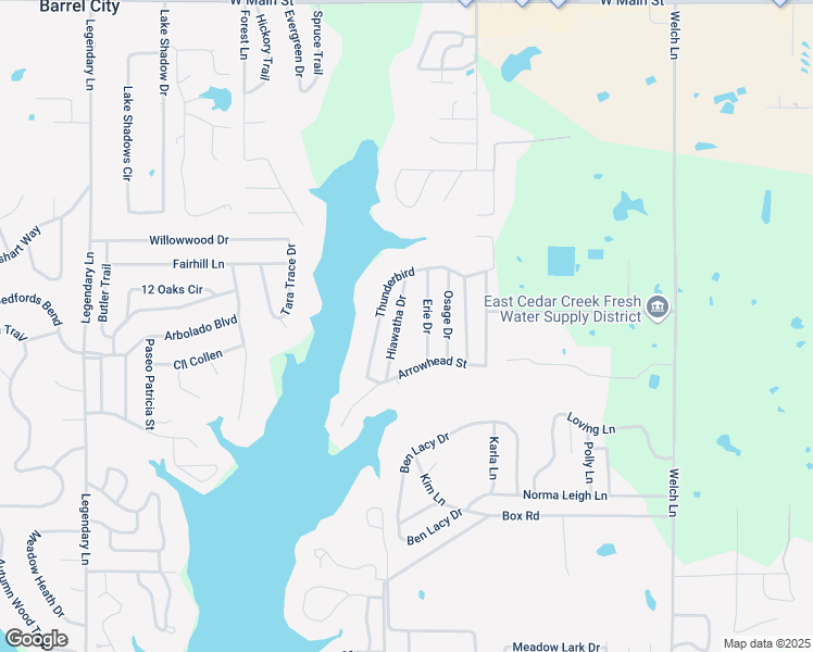 map of restaurants, bars, coffee shops, grocery stores, and more near 125 Erie Drive in Mabank